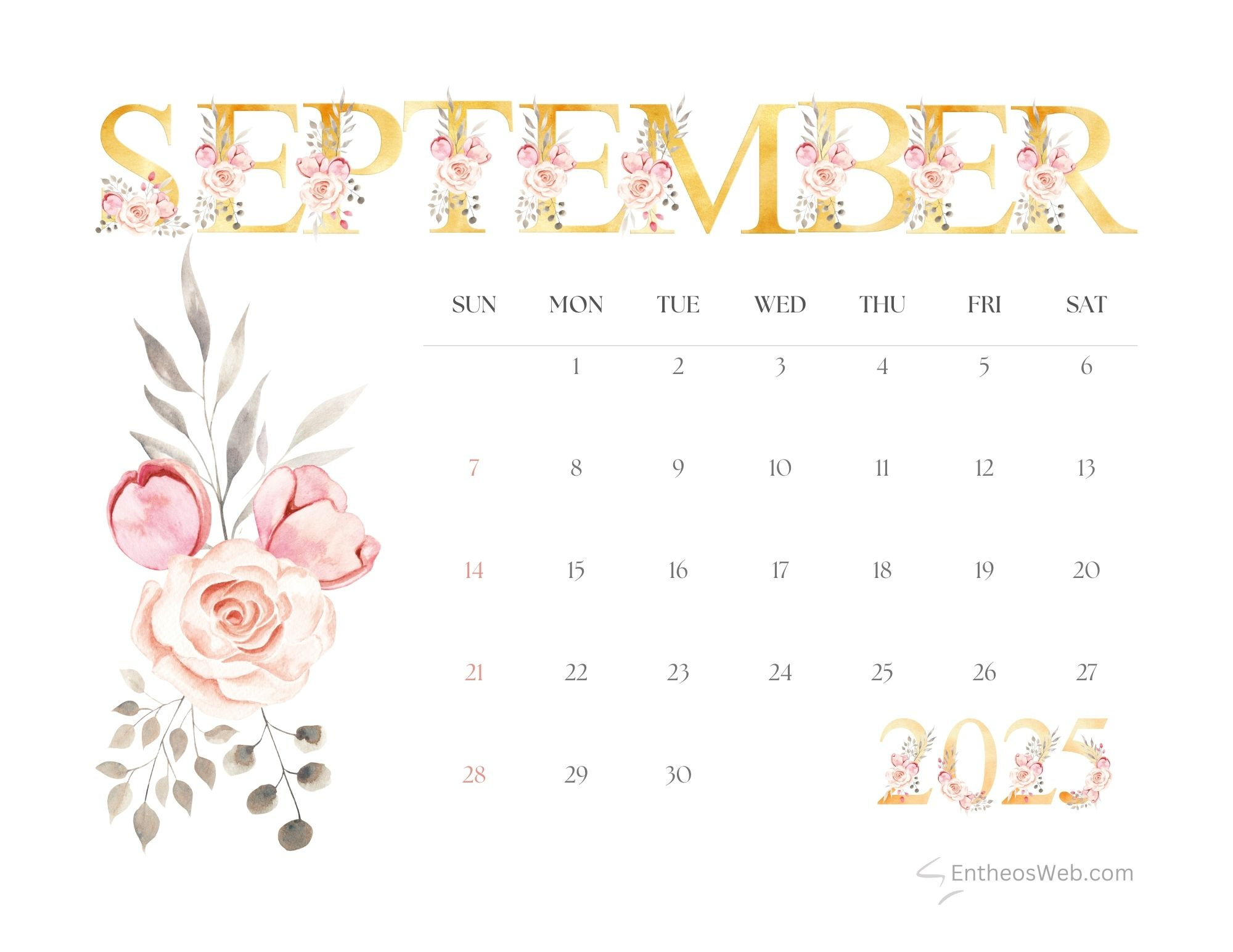 Free Printable September 2025 Calendars | Entheosweb in September 2025 Calendar Aesthetic