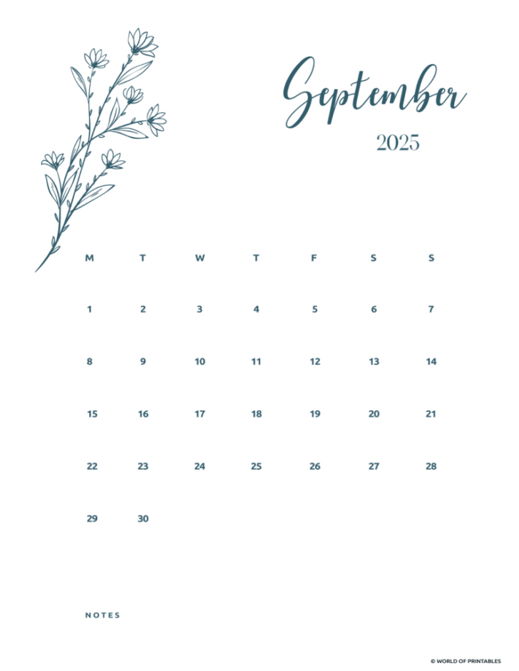 September 2025 Calendar Cursive