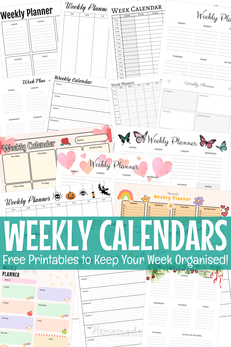 Free Printable Weekly Calendar Template in September 2025 Calendar Homemade Gifts Made Easy