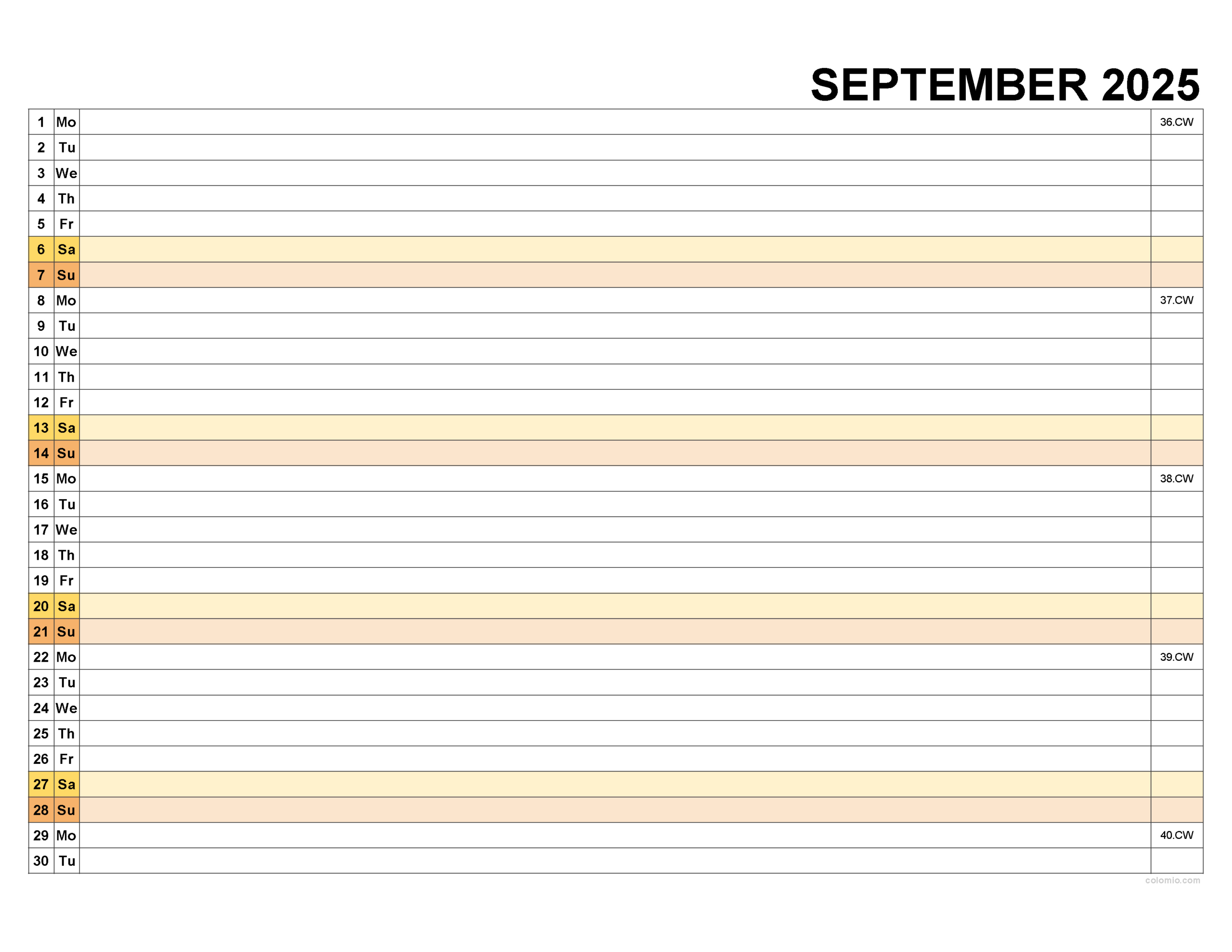 Free September 2025 Calendar | Printable Pdf, Xls, Png Formats intended for September 2025 Calendar with Lines