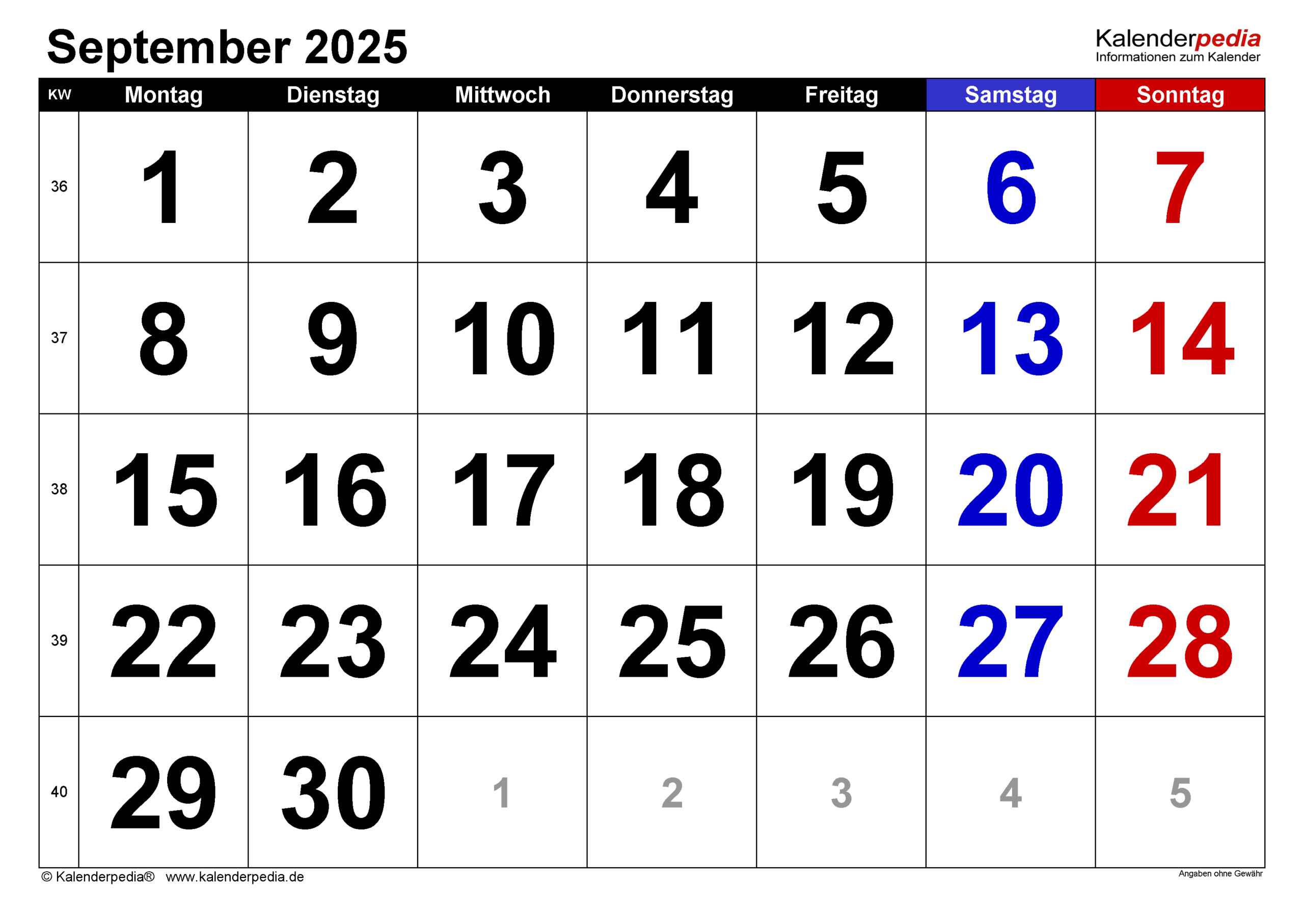 Kalender September 2025 Als Word-Vorlagen pertaining to September September 2025