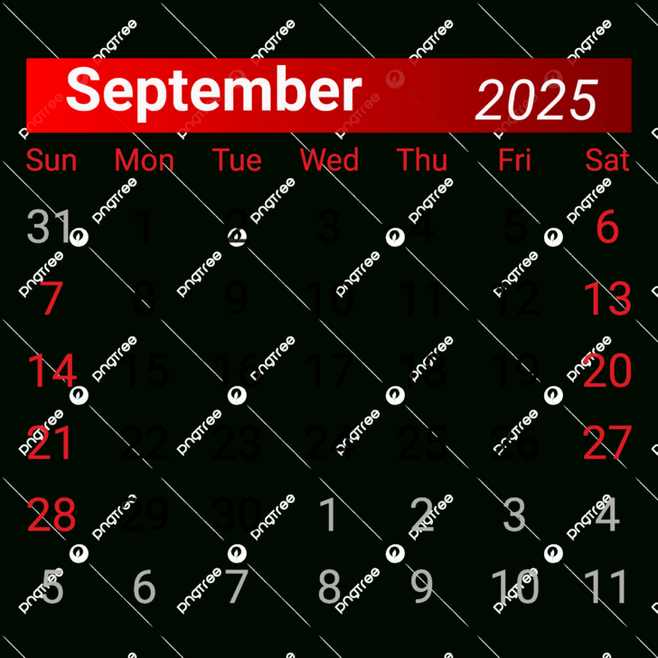 September 2025 Calendar Png