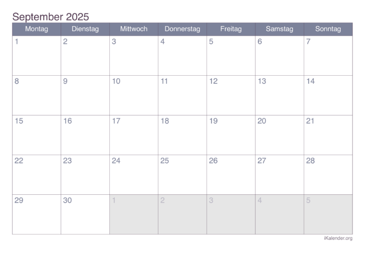 Calender 2025 September