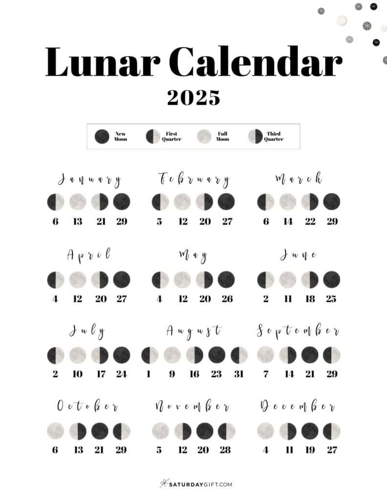 Moon Phase Calendar - 12 Cute &amp;amp; Free Printable 2025 Lunar Calendars within Lunar Calendar September 2025