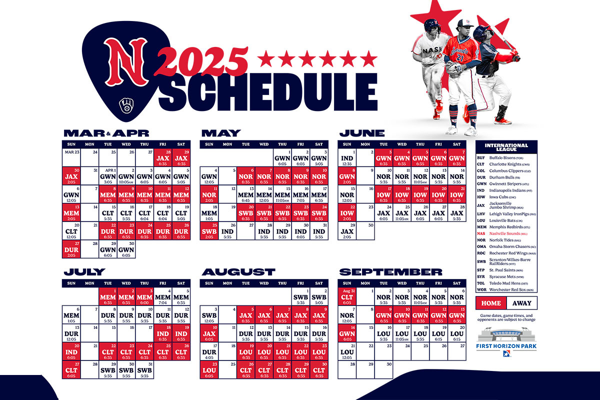 Nashville Sounds Releases 2025 Season Game Times - Clarksville inside Nashville Calendar Of Events September 2025