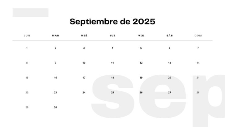September 2025 Calendar Spanish