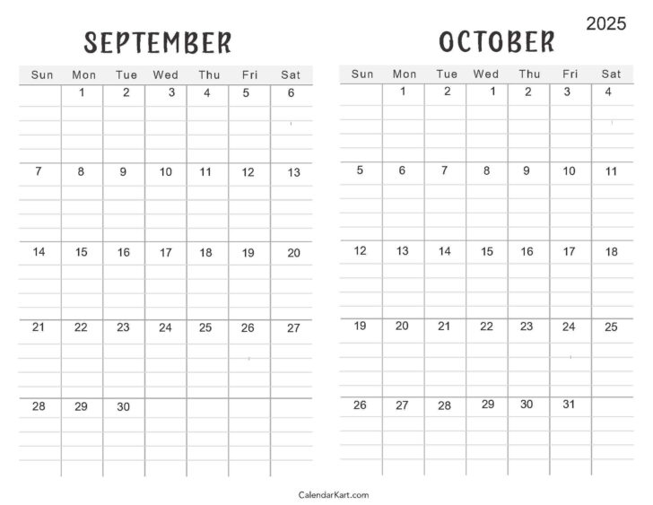 September and October 2025 Calendar