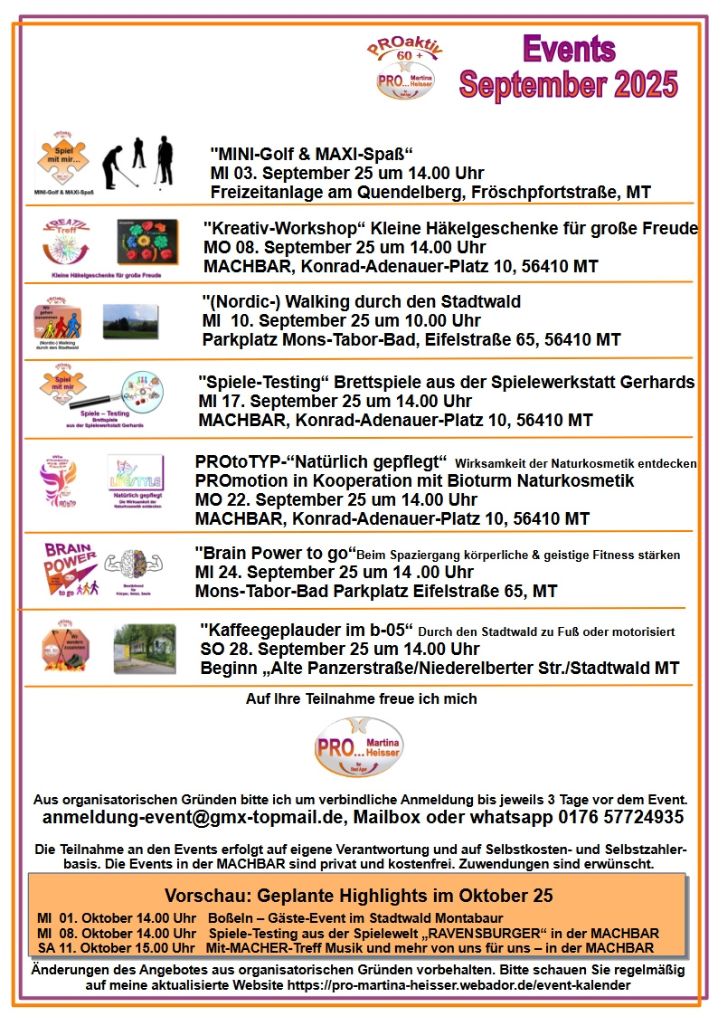 Proaktiv60+ Eventprogramm September 2025 - Montabaur Live intended for September Events 2025