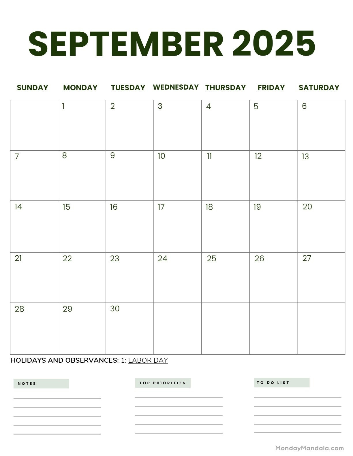 September 2025 Calendar (52 Free Pdf Printables) in September 2025 Calendar Monday Mandala