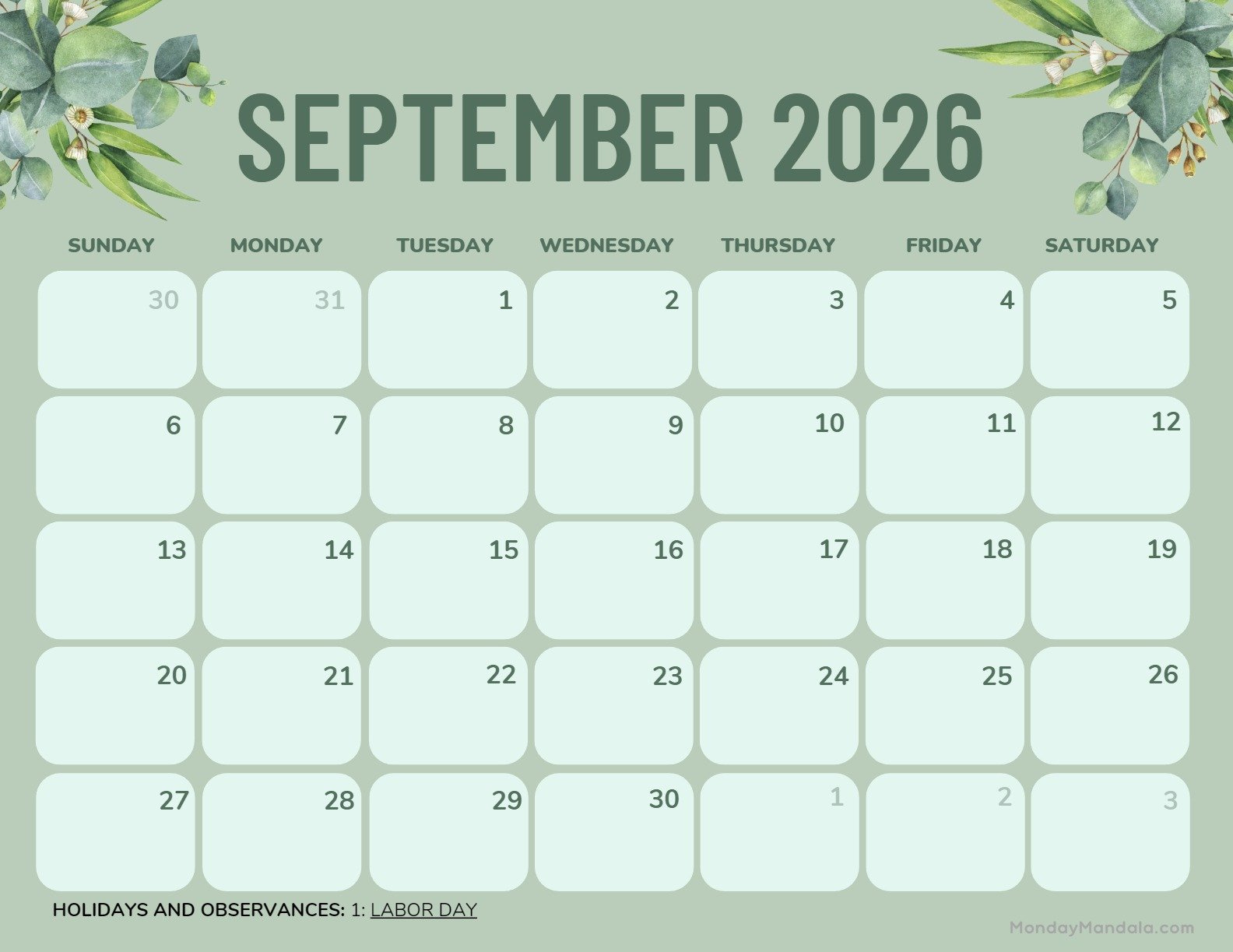 September 2025 Calendar (52 Free Pdf Printables) pertaining to September 2025 Calendar Monday Mandala