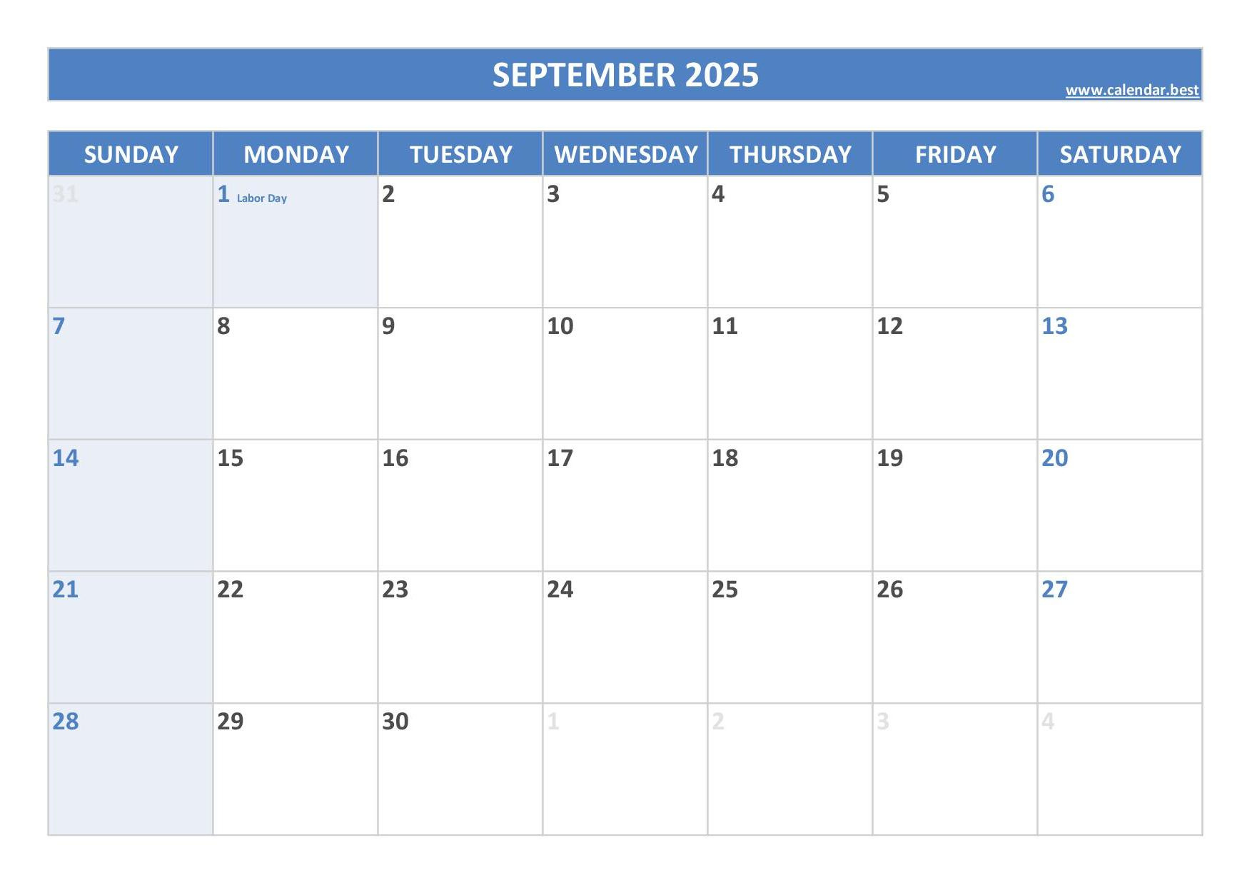 September 2025 Calendar -Calendar.best pertaining to September National Holiday Calendar 2025