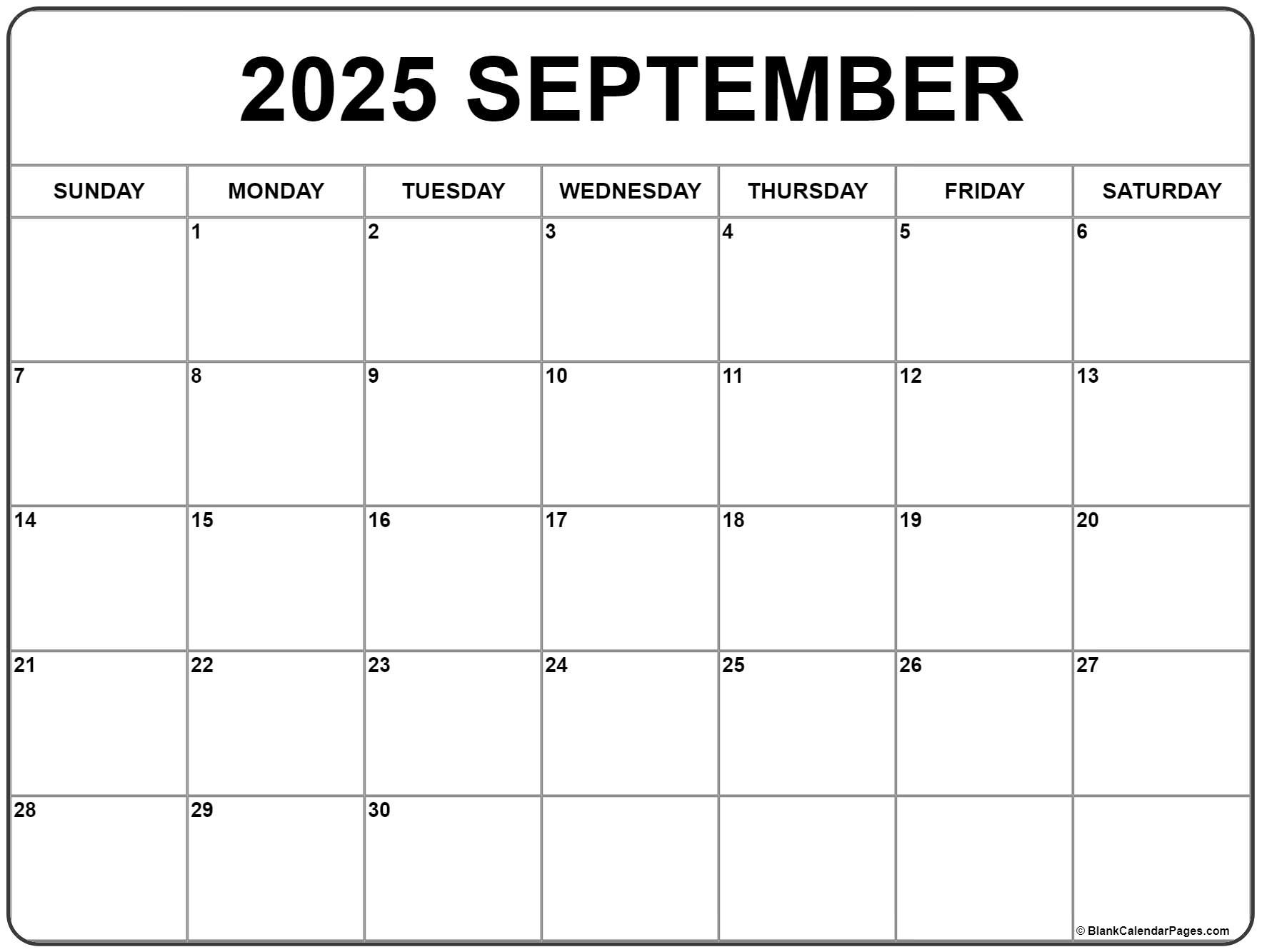 September 2025 Calendar | Free Printable Calendars throughout Calendar Month September 2025 Printable
