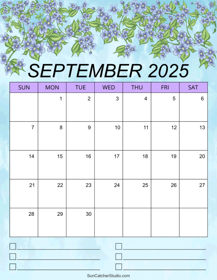 September Calendar 2025 Printable Portrait