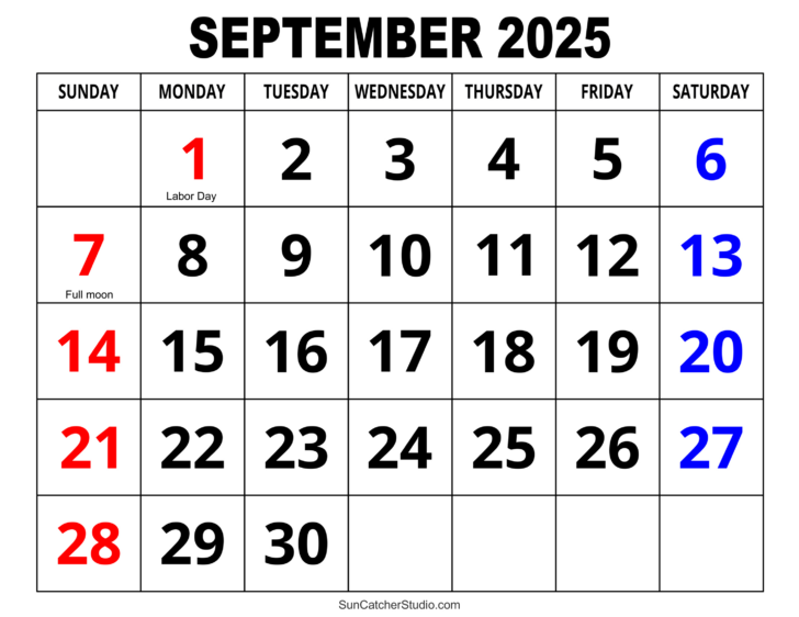 Monthly Calendar September 2025