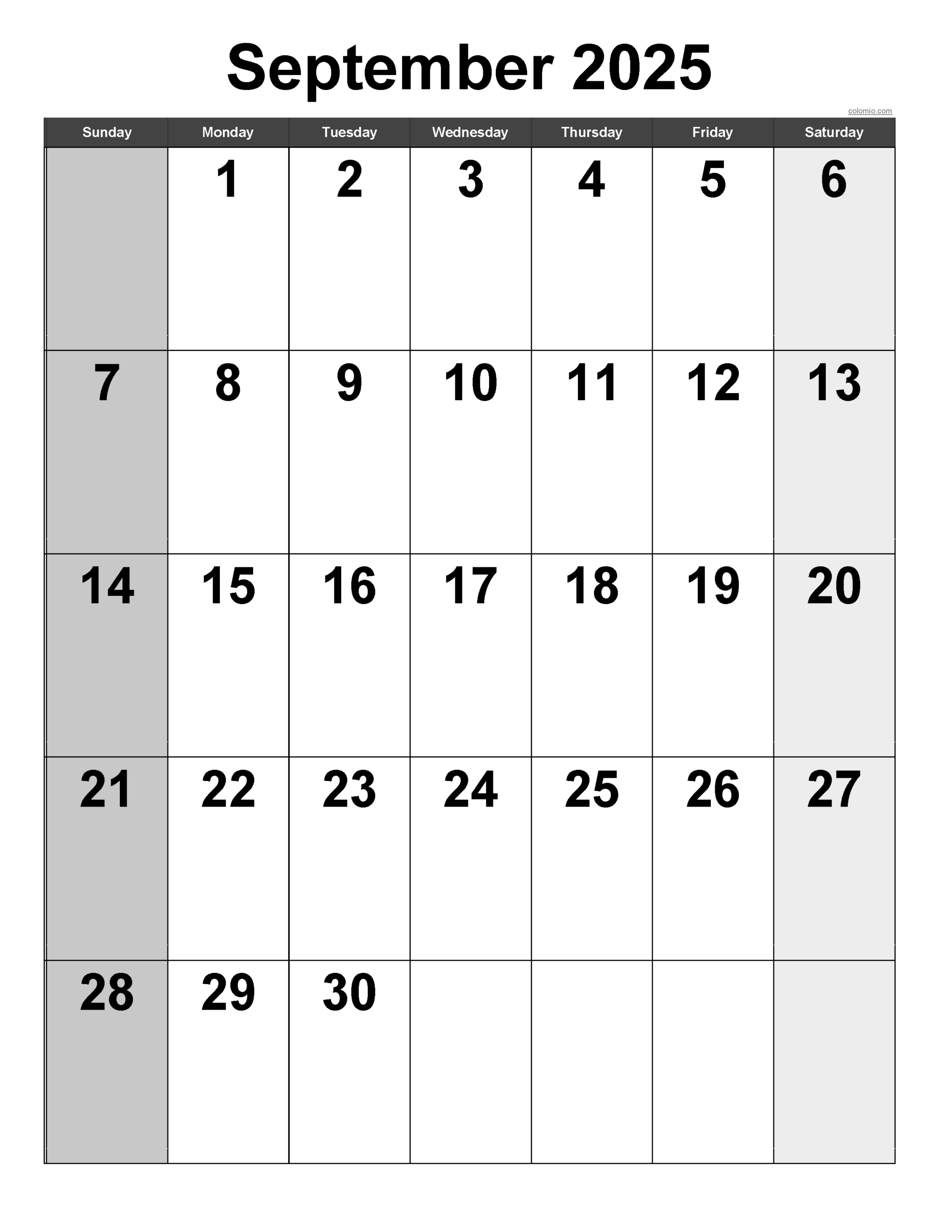 September 2025 Calendar | Free Printable Pdf, Xls And Png for September Calendar 2025 Printable Portrait