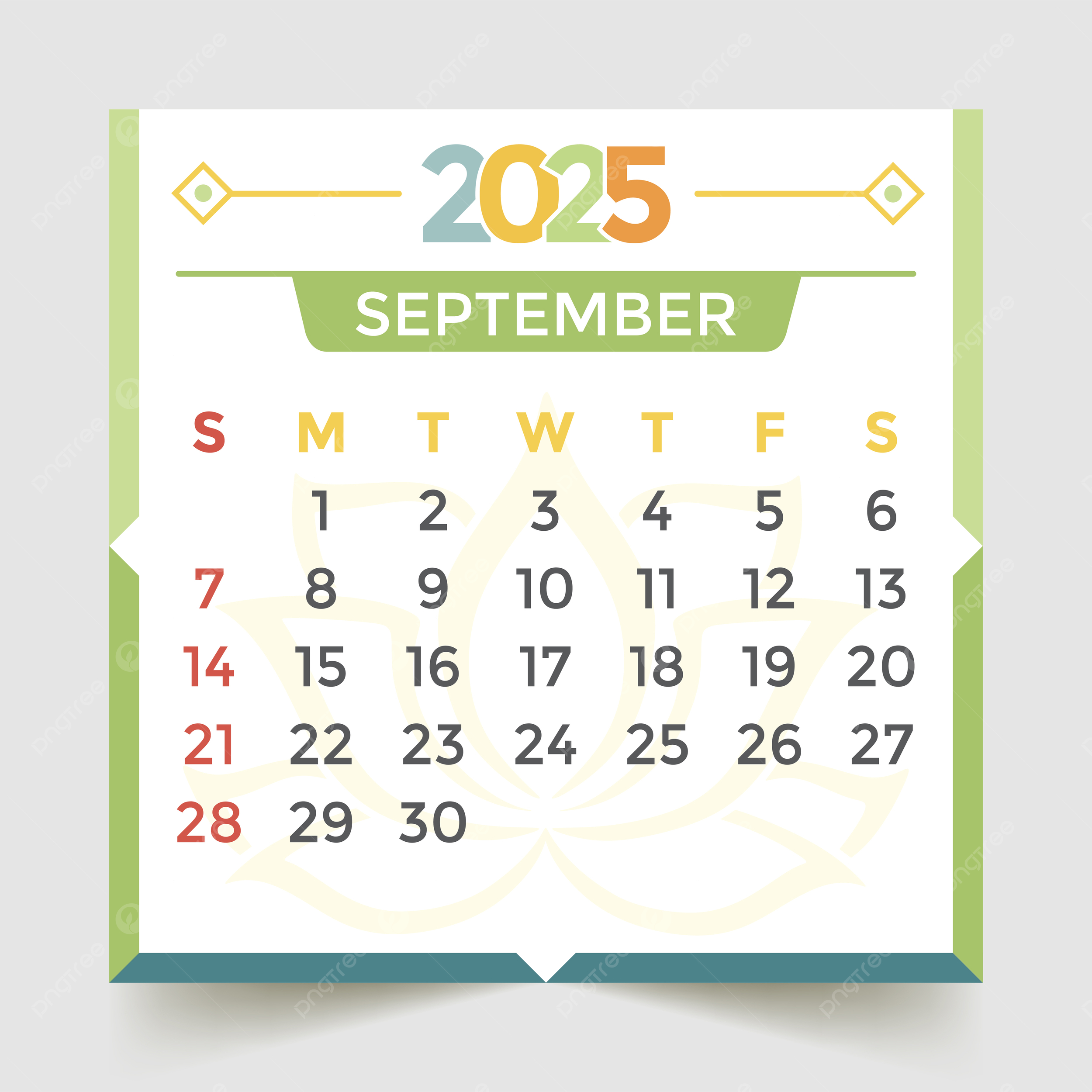 September 2025 Calendar Green Vector Template Download On Pngtree within September 2025 Calendar Green