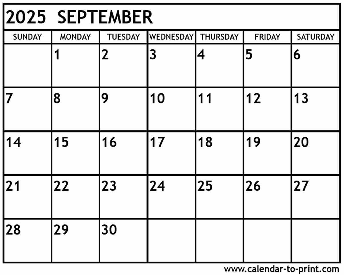 September 2025 Calendar Printable inside August September Printable Calendar 2025