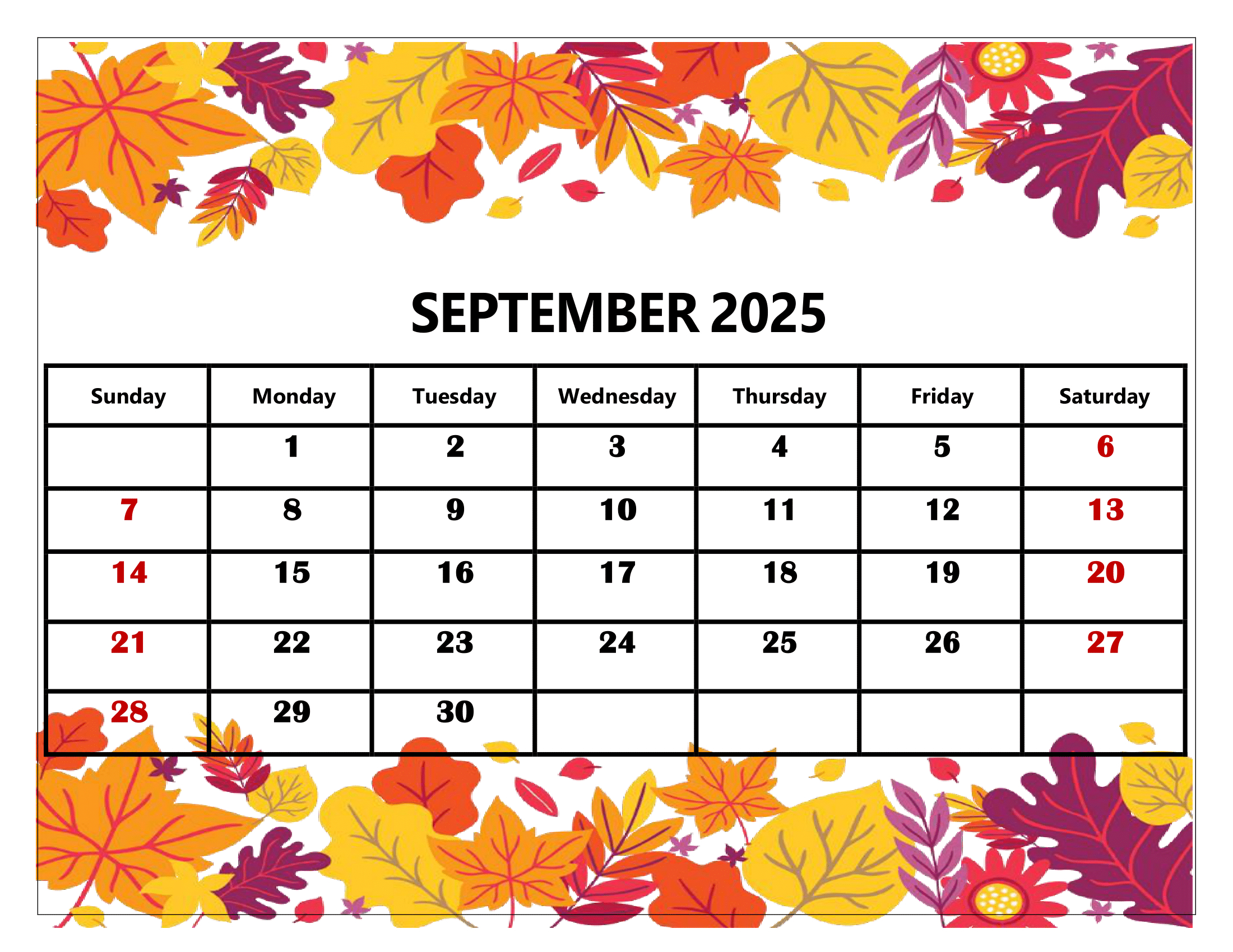September 2025 Calendar Printable Pdf Template With Holidays for September 2025 Calendar With Holidays Printable Free Download