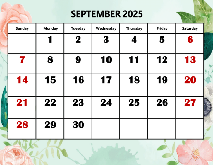 September 2025 Calendar Holidays