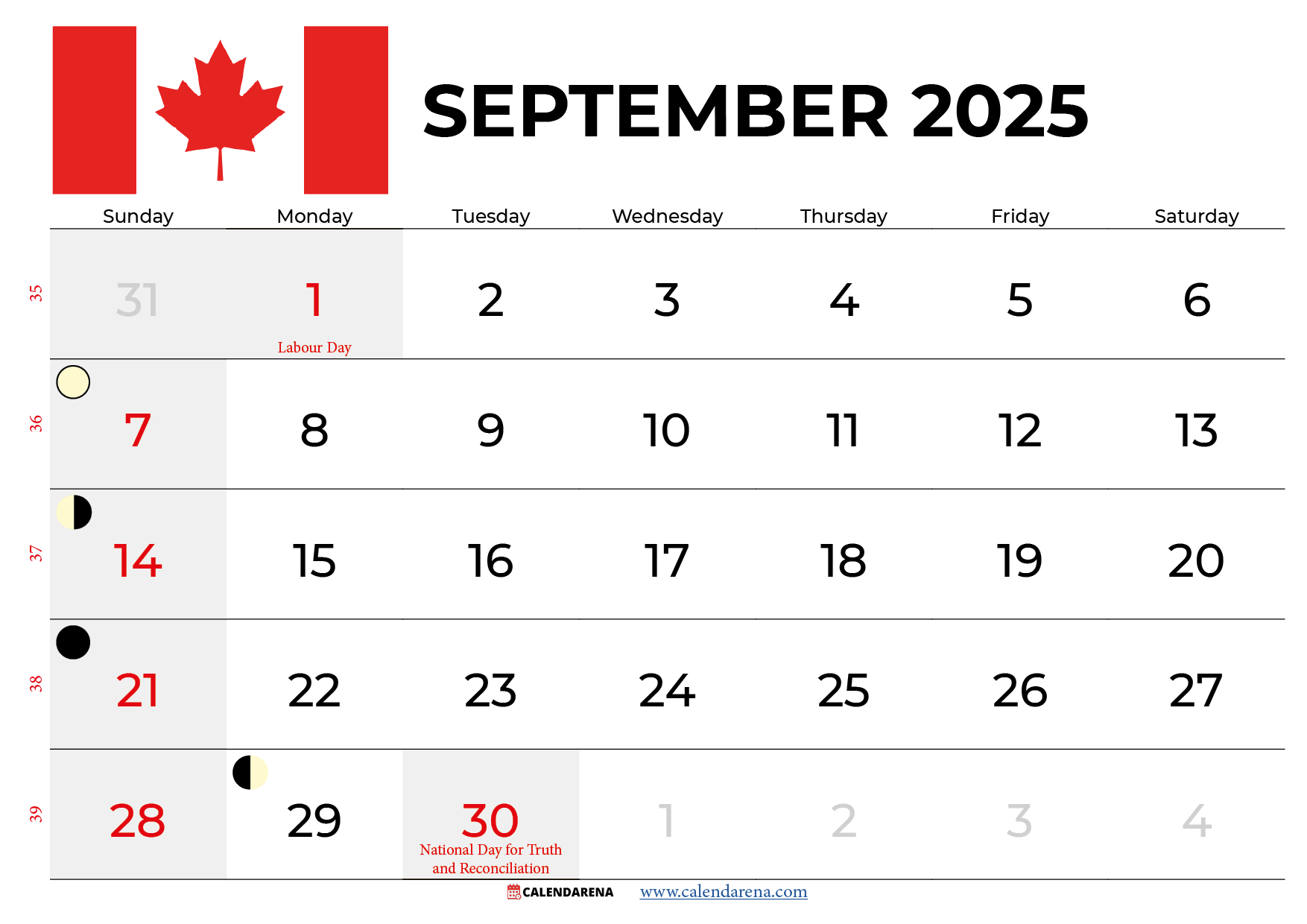 September 2025 Calendar With Holidays Canada inside September Long Weekend 2025