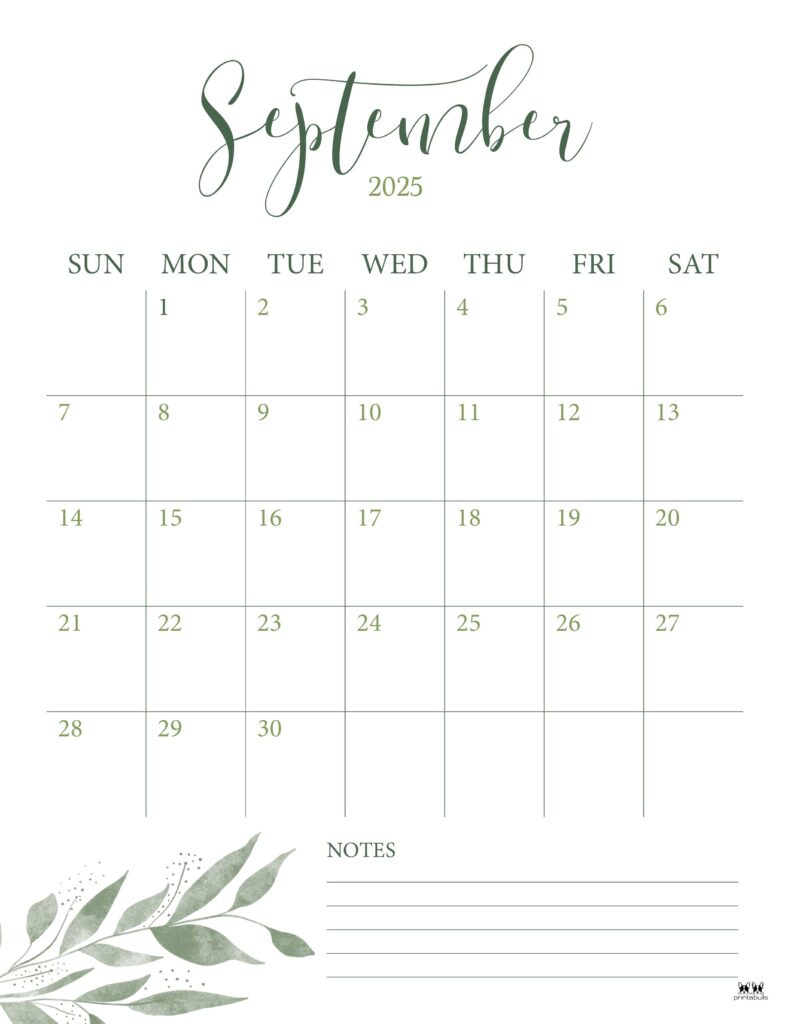 September 2025 Calendars - 107 Free Printables | Printabulls inside September 2025 Calendar Homemade