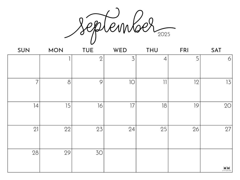 September 2025 Calendars - 107 Free Printables | Printabulls intended for Calande September 2025