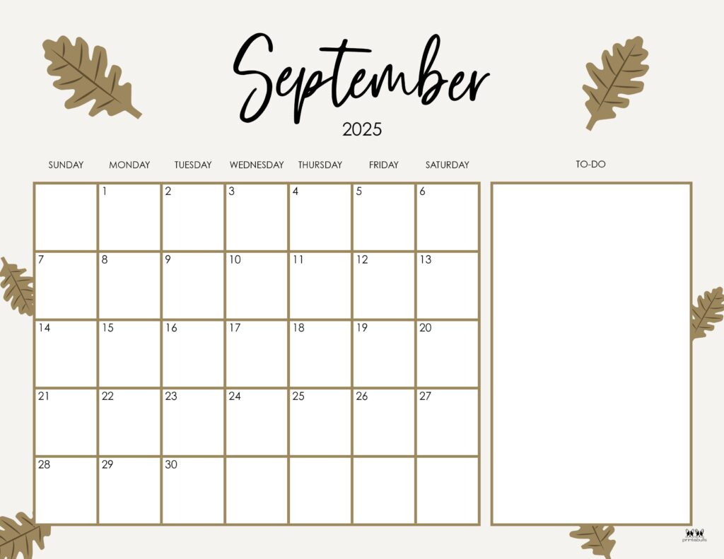 September 2025 Calendars - 107 Free Printables | Printabulls with September 2025 Calendar Printabulls