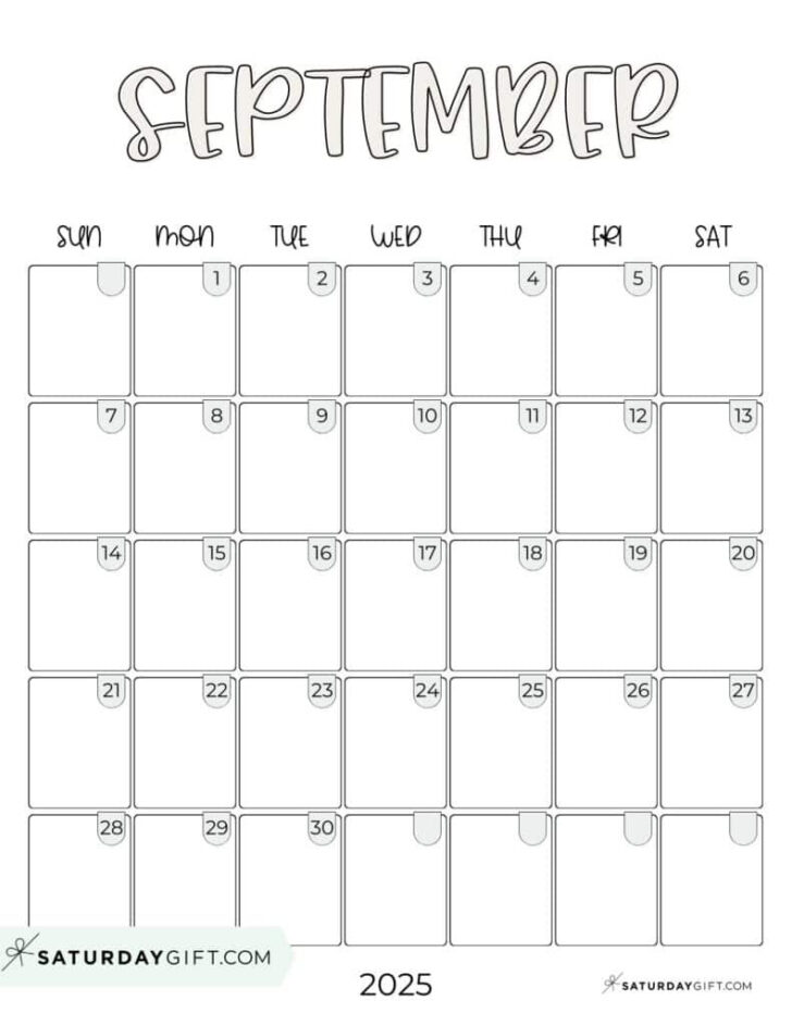 September 2025 Calendar Homemade Gifts
