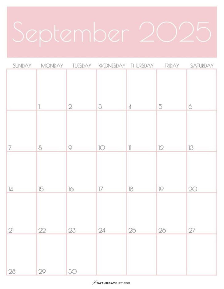 September Calendar 2025 Page Printable