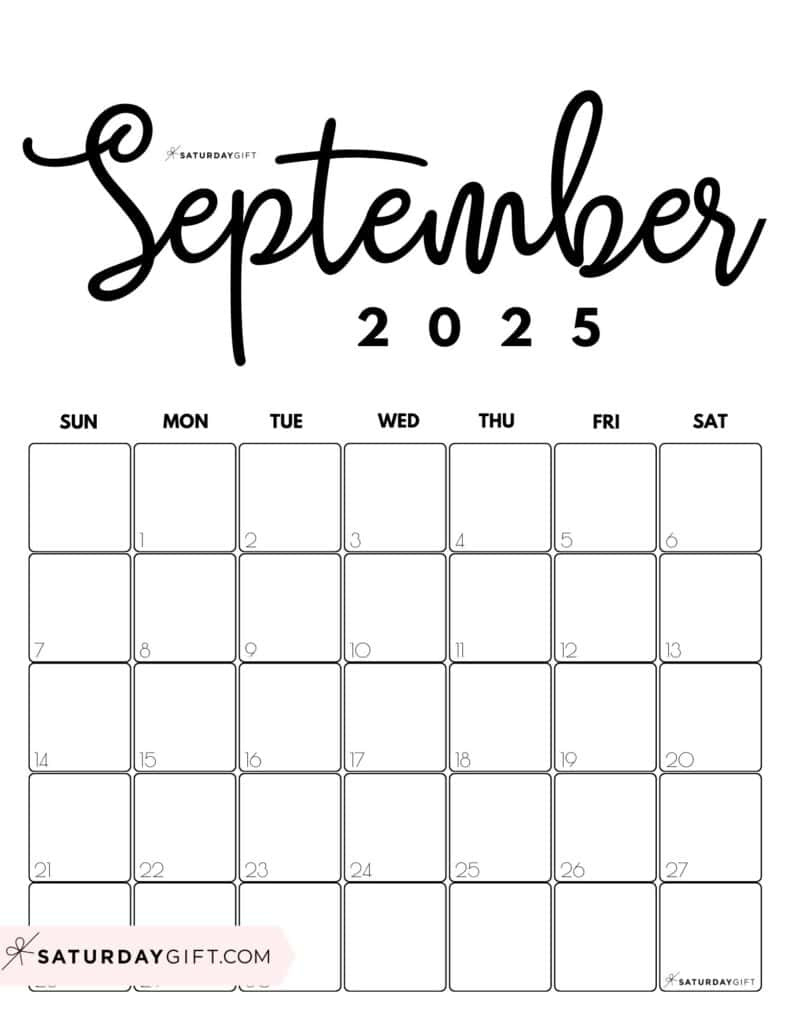 September 2025 Calendars - 23 Cute Free Printable Pdfs | Saturdaygift with regard to Printable September Calender