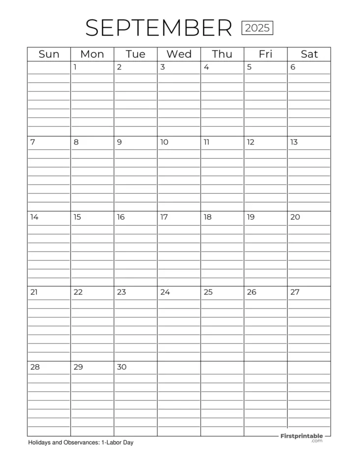 September 2025 Calendar Editable