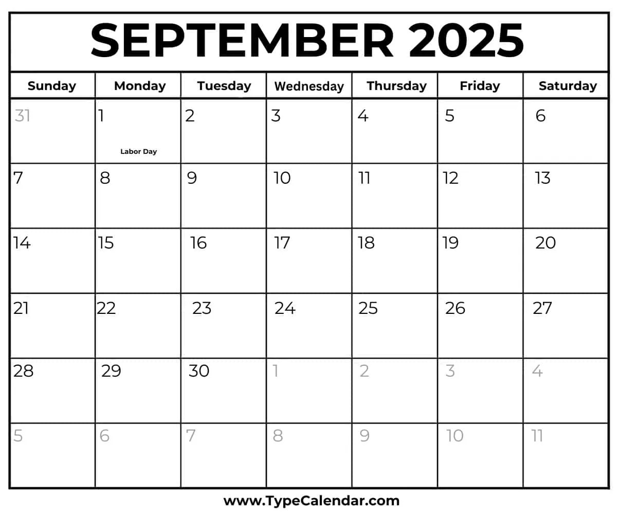 September 2025 Calendars - Free Printable Templates for September 2025 Calendar Labor Day