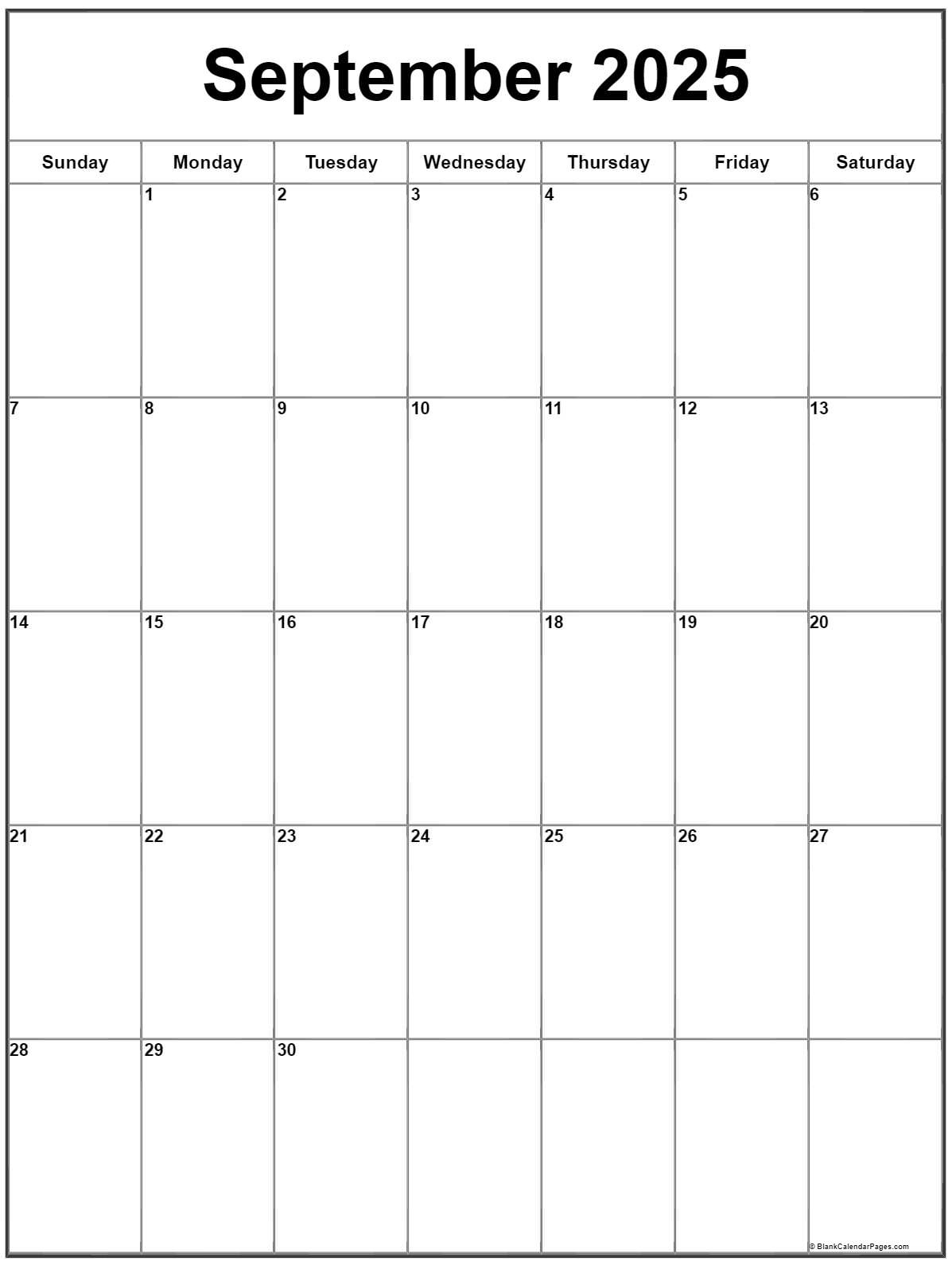 September 2025 Vertical Calendar | Portrait throughout September Calendar 2025 Printable Portrait