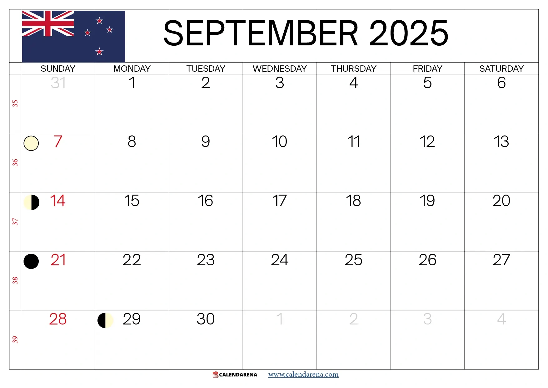 September Calendar 2025 Nz with September 2025 Calendar NZ