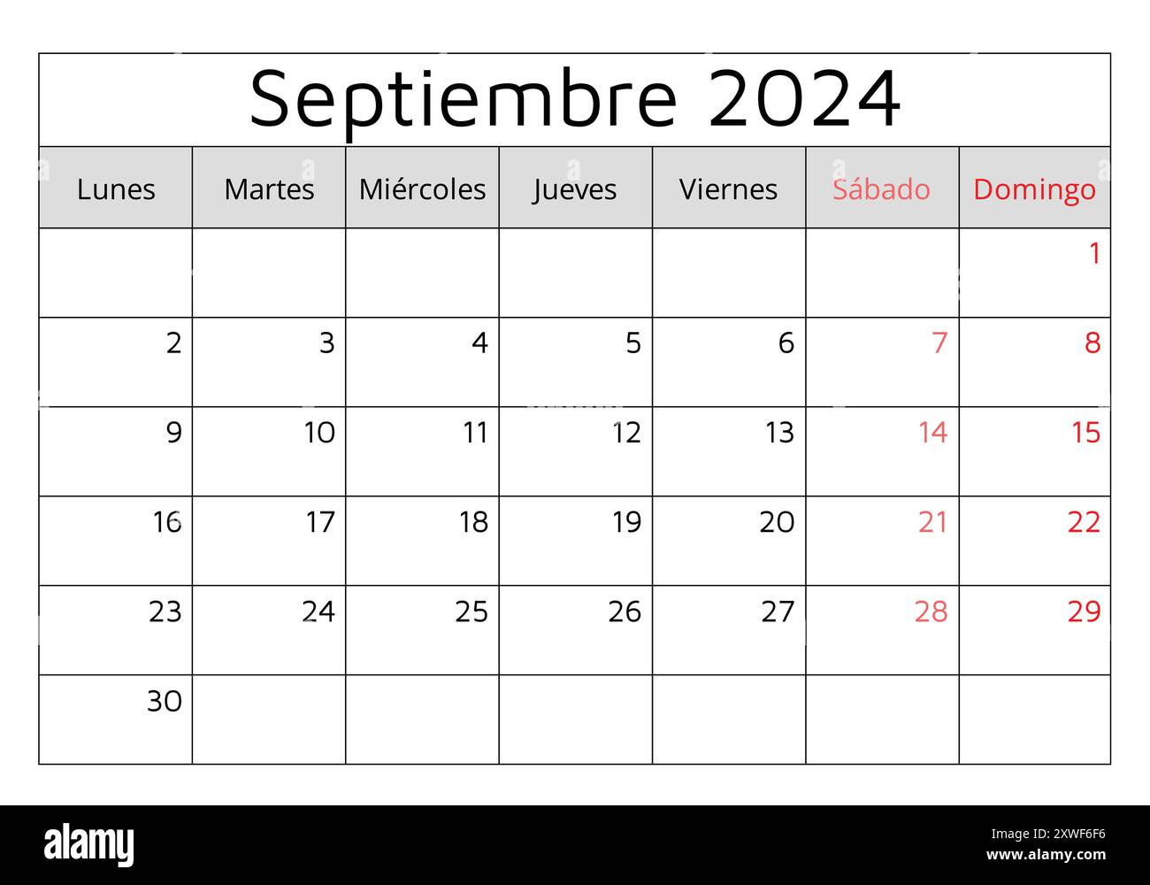 September Calendar Spanish Hi-Res Stock Photography And Images - Alamy inside September 2025 Calendar Spanish