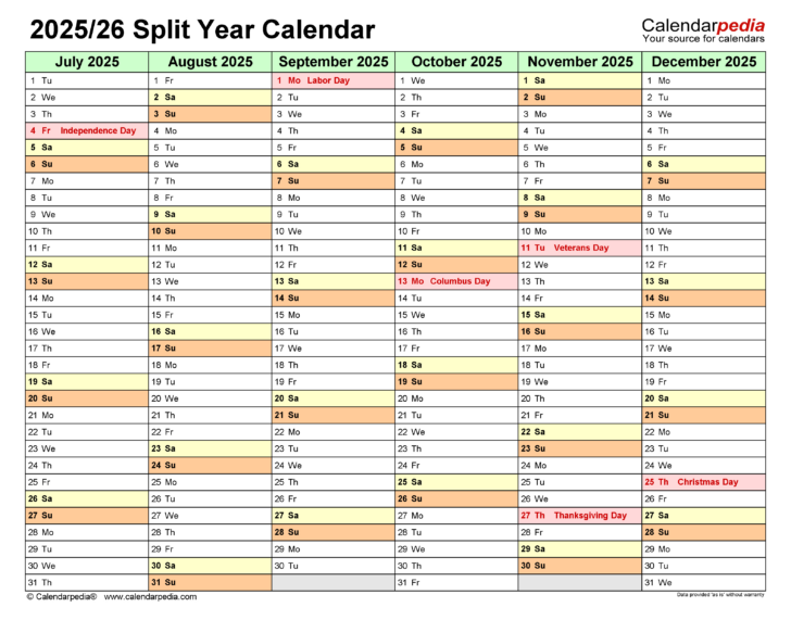 Printable Calendar September 2025 to June 2026