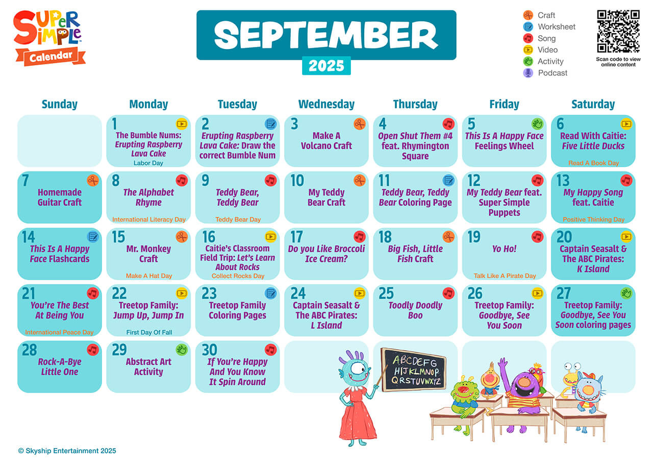 Super Simple Calendar - Super Simple throughout September 2025 Calendar Homemade