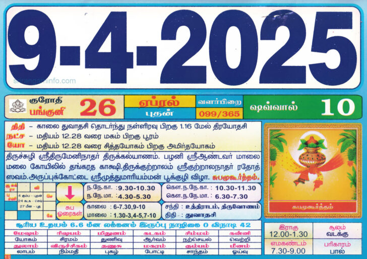 September Daily Calendar 2025 Tamil