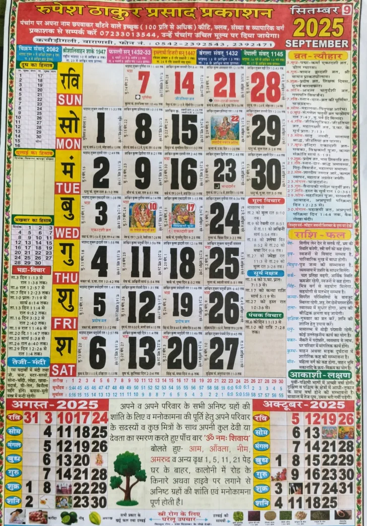 September 2025 Hindu Panchang
