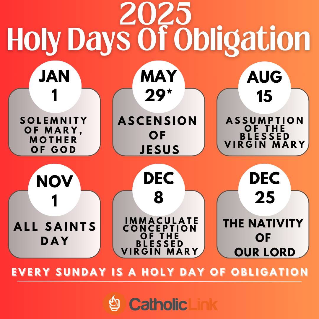 2025 Holy Days Of Obligation In The Catholic Church - Catholic-Link for Catholic Saints Calendar October 2025