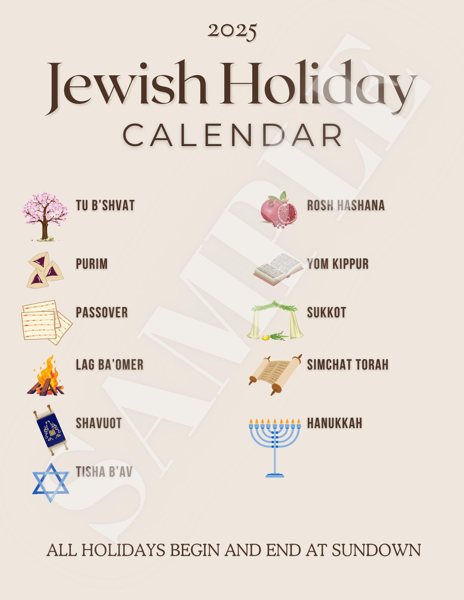 2025 Jewish Holiday Calendar - Etsy regarding October Jewish Calendar 2025