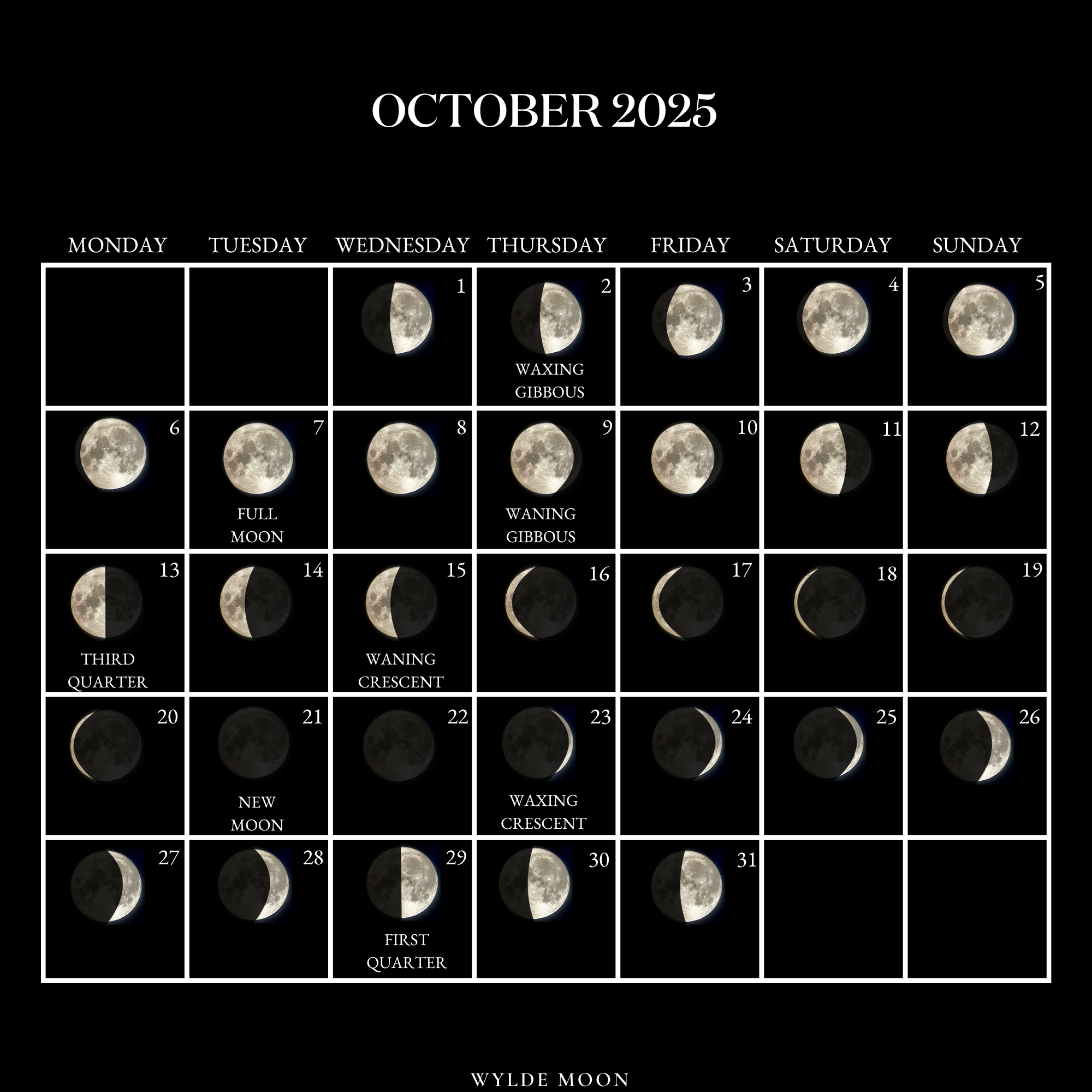 2025 Moon Calendar - Every Phase And Stage Of The Moon regarding October 2025 Moon Calendar