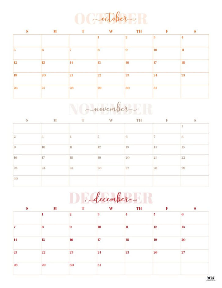3 Month Calendar September October November 2025
