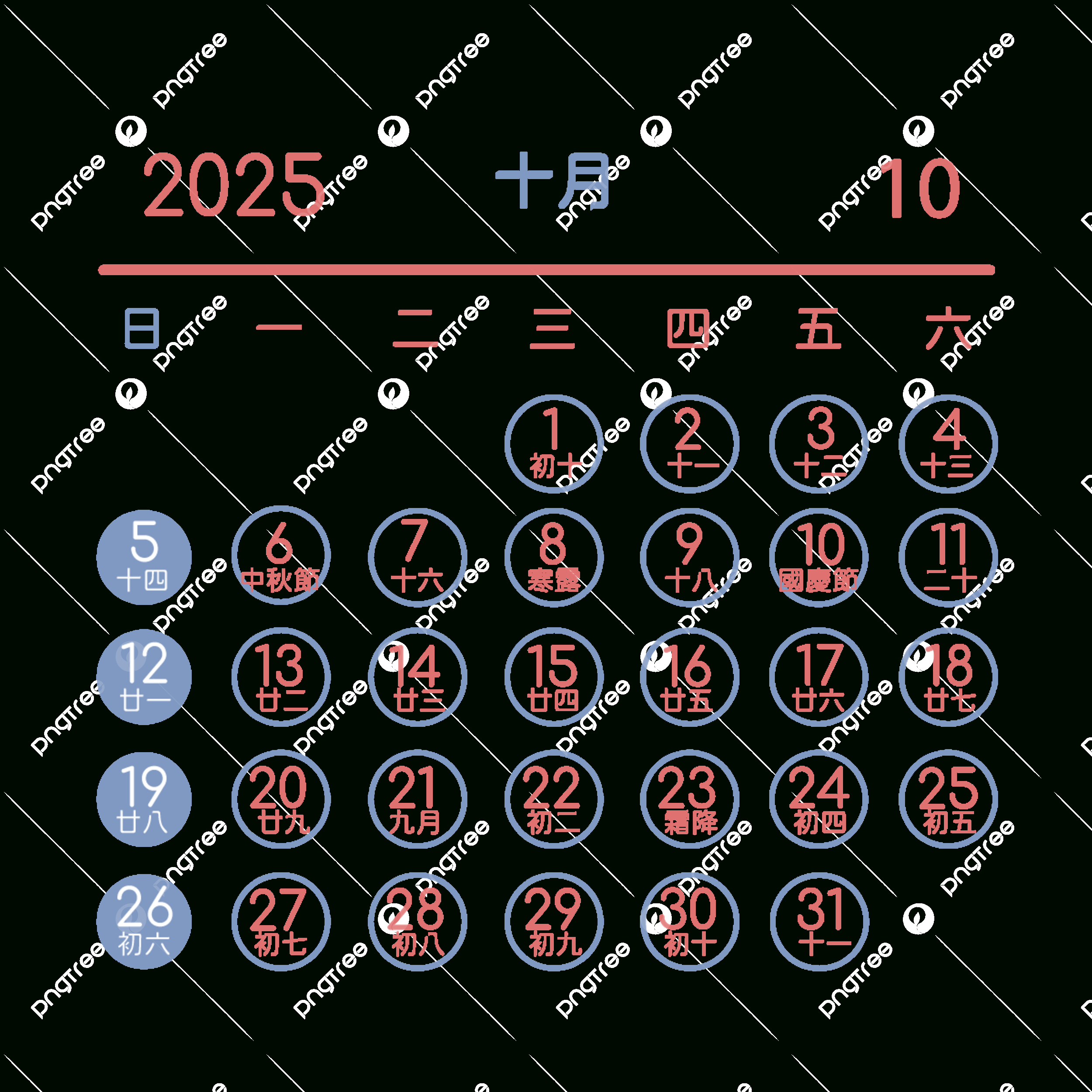 2025 Traditional Chinese Calendar October Decoration Vector, 2025 in Chinese Calendar October 2025