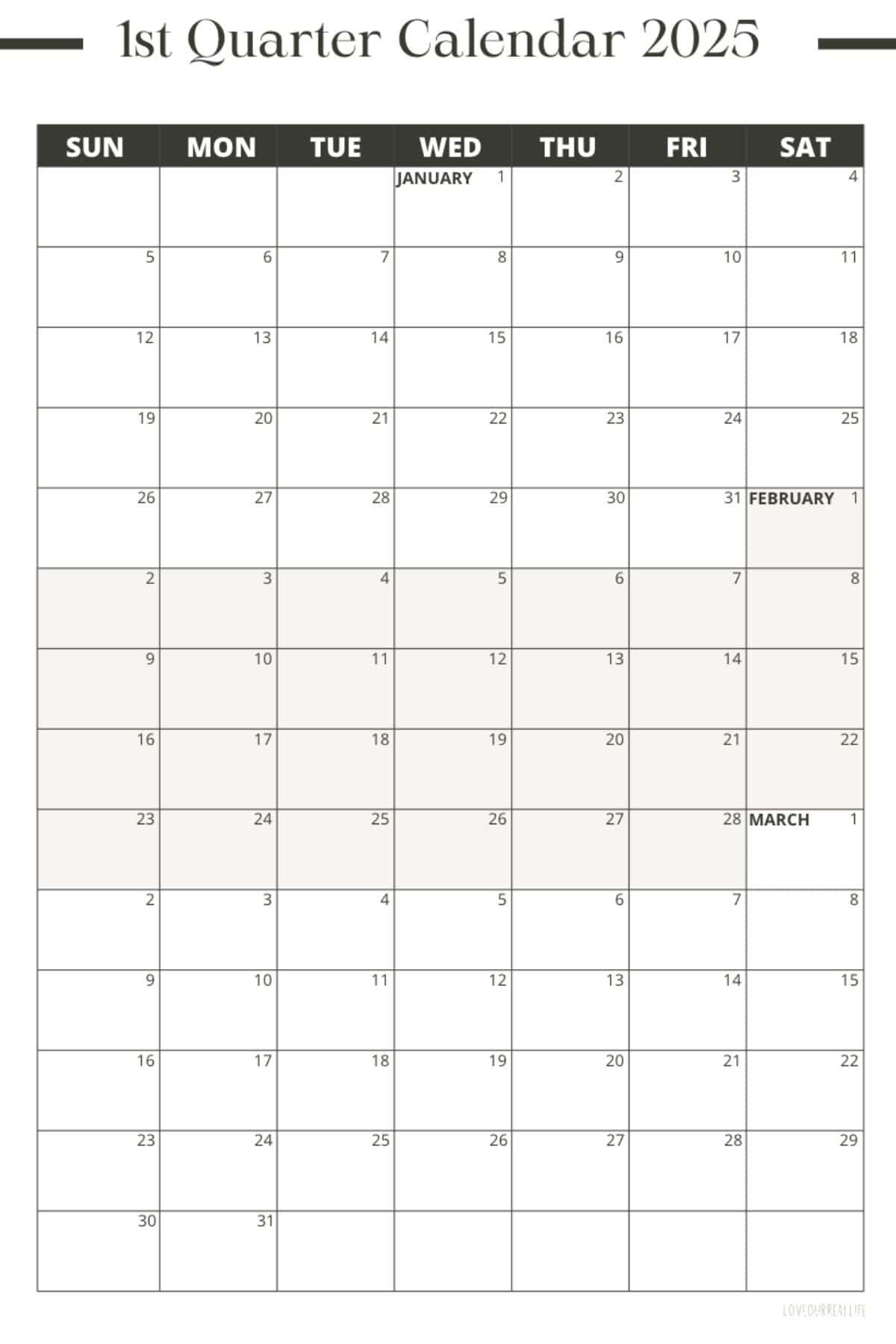 3 Month Calendar Printables: 2025 And 2026! ⋆ Love Our Real Life intended for Printable 3 Month Calendar October November December 2025