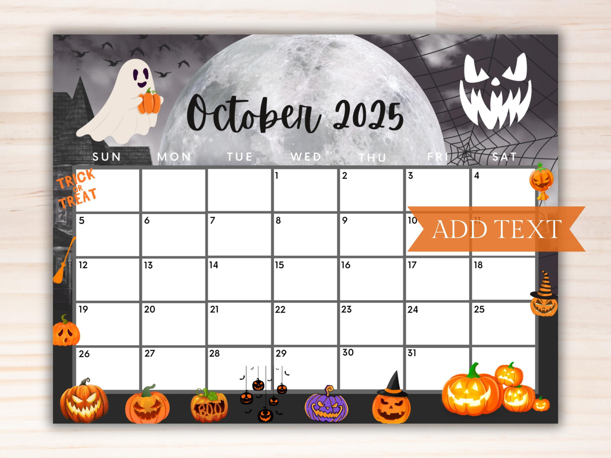 Bearbeitbarer Kalender Oktober 2025, Druckbarer Kalender, 2025 pertaining to October 2025 Calendar Halloween
