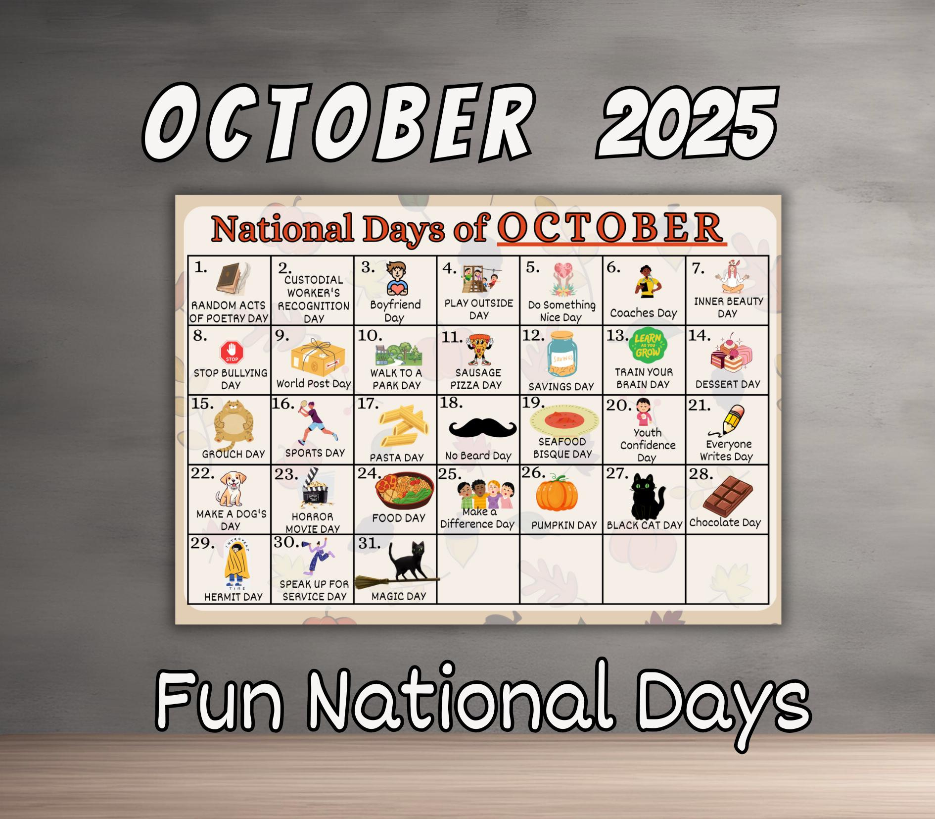 Buy October National Days Online In India - Etsy India in National Day Calendar October 2025