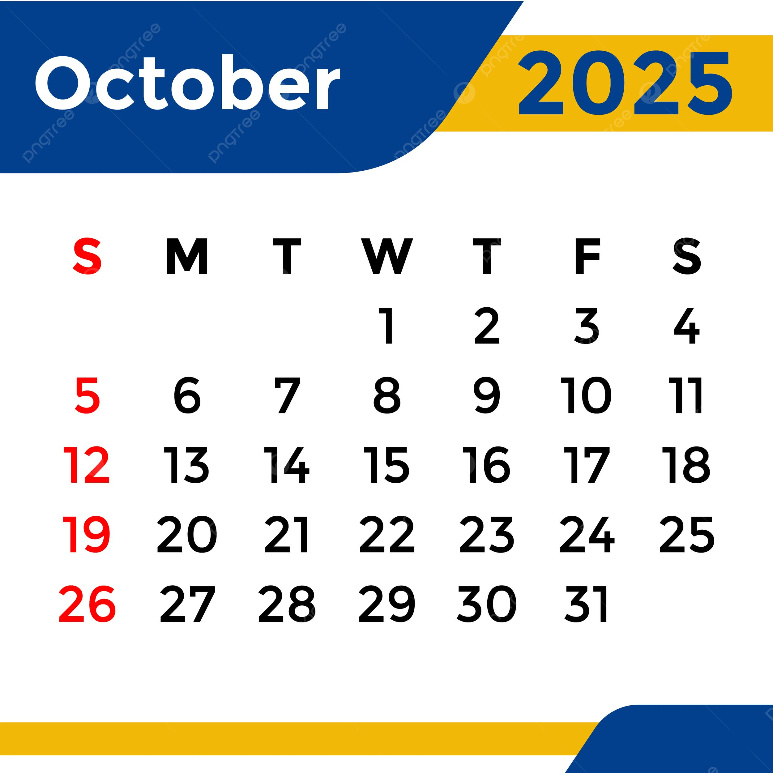 Calendar 2025 October Month Vector Template Download On Pngtree for 2025 Calendar October Month