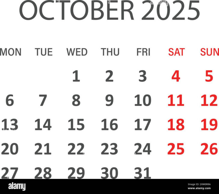 Clip Art October Calendar 2025