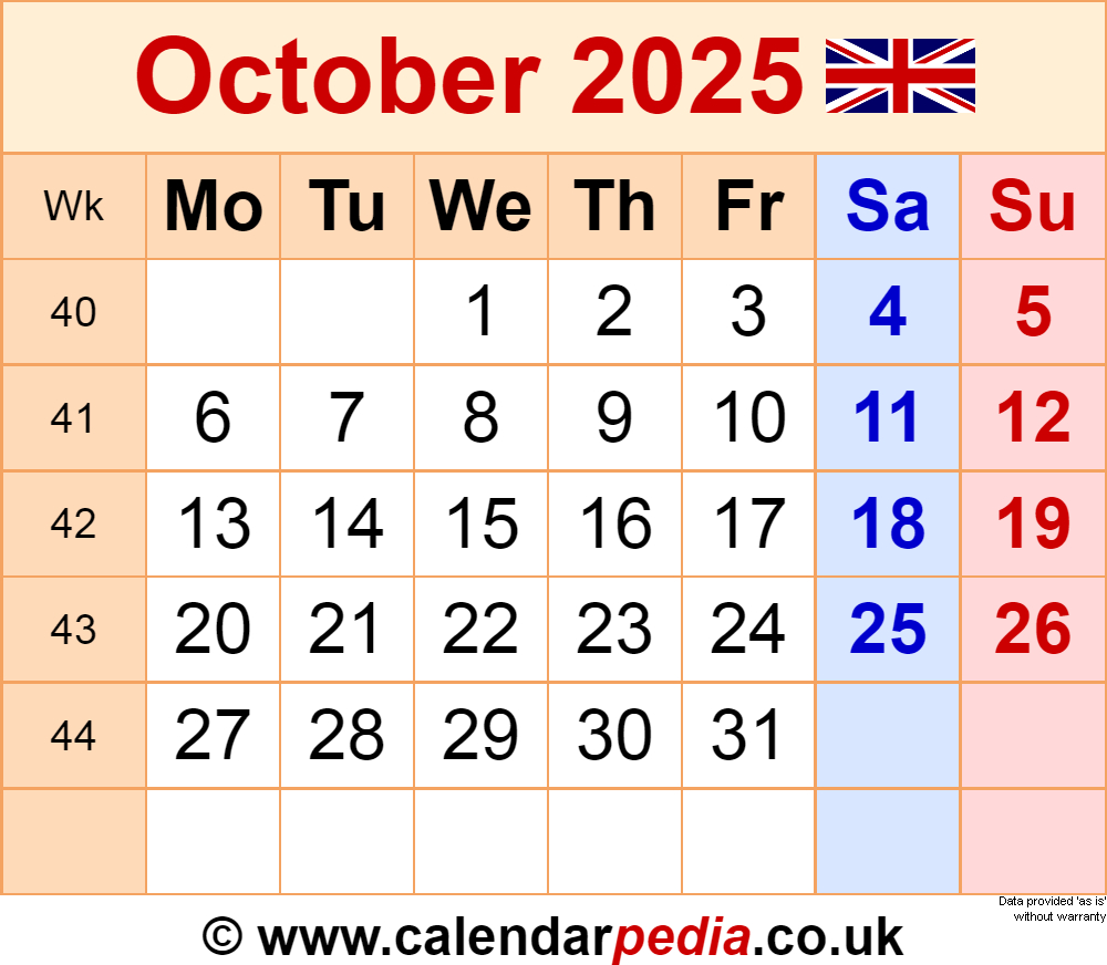 Calendar October 2025 Uk With Pdf, Excel And Word Templates with Google Show Me October Calendar 2025